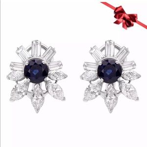 Diamond and Sapphire Earrings 3.00 CT of Diamionds